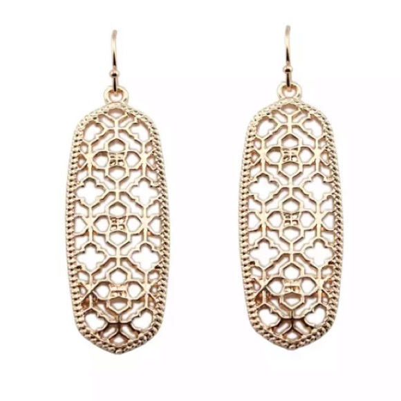 Jewelry - Rose Gold boho filigree earrings NEW
